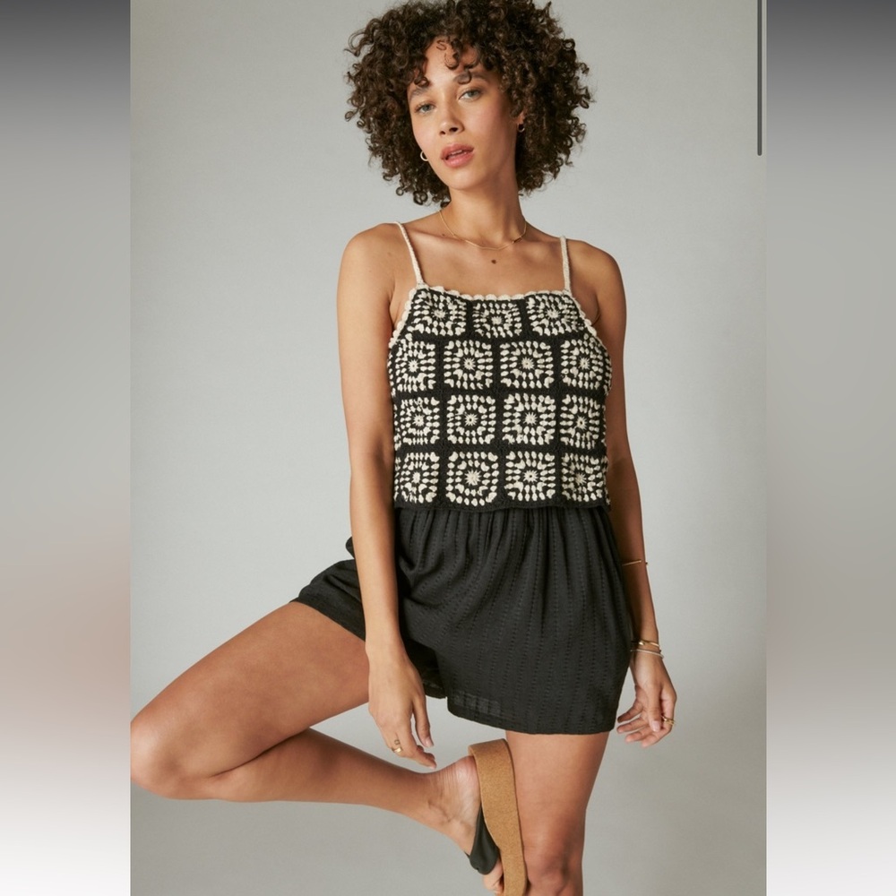 Lucky Brand Black and Cream Romper